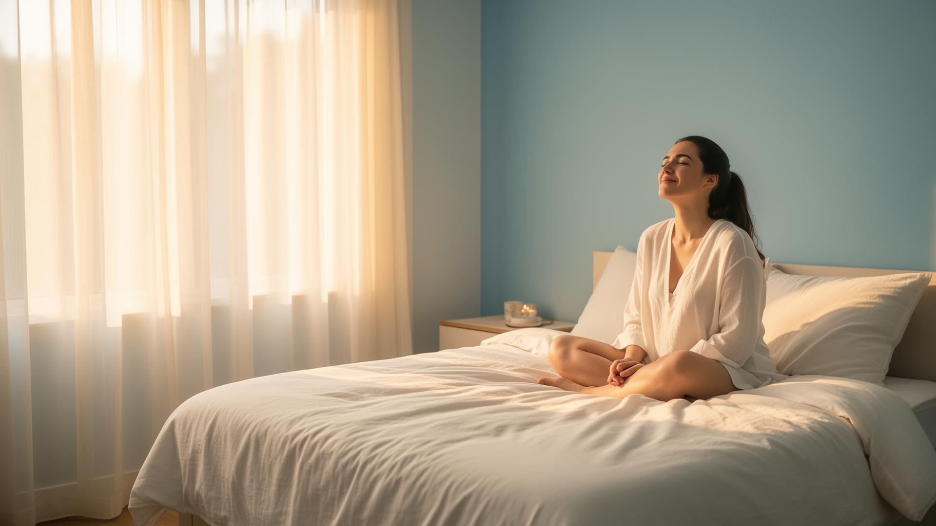 Person resting peacefully in bed