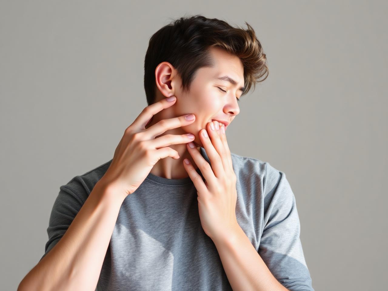 Person experiencing jaw discomfort